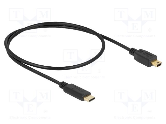 Cable; USB 2.0; USB B mini plug,USB C plug; gold-plated; 0.5m