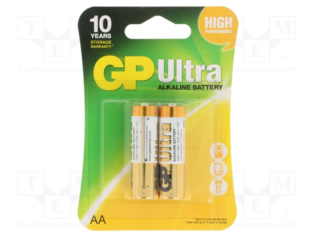 Battery: alkaline; 1.5V; AA; non-rechargeable; Ø14.5x50.5mm; 2pcs.