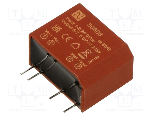 Converter: DC/DC; 2W; Uin: 21.6÷26.4VDC; Uout: 5VDC; Iout: 400mA; PCB