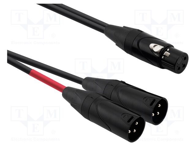 Cable; XLR male 3pin x2,XLR female 3pin; 0.5m; black; PVC