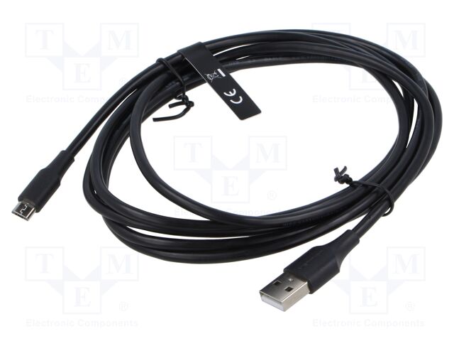 Cable; USB 2.0; USB A plug,USB B micro plug; nickel plated; 2m