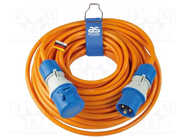 Extension lead; 3G2.5mm2; Sockets: 1; PUR; orange; 25m; 16A