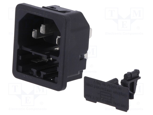 Connector: AC supply; socket; male; 10A; 250VAC; IEC 60320