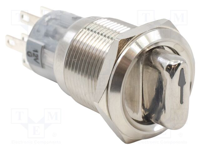Switch: rotary; Pos: 3; DPDT; 2A/24VDC; IP65; ON-ON-ON; Illumin: LED