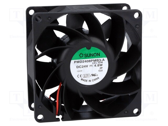 Fan: DC; axial; 24VDC; 80x80x38mm; 101.09m3/h; 47.3dBA; Len: 300mm