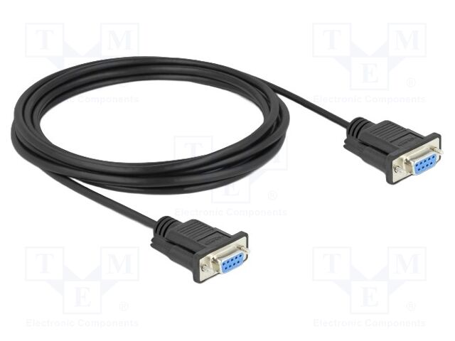 Cable; D-Sub 9pin socket,both sides; PVC; Len: 3m; black