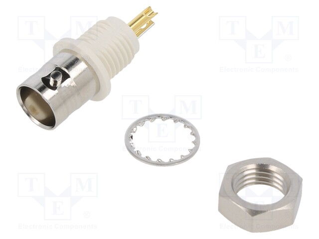 Socket; BNC; female; straight; 50Ω; soldering; teflon; gold-plated