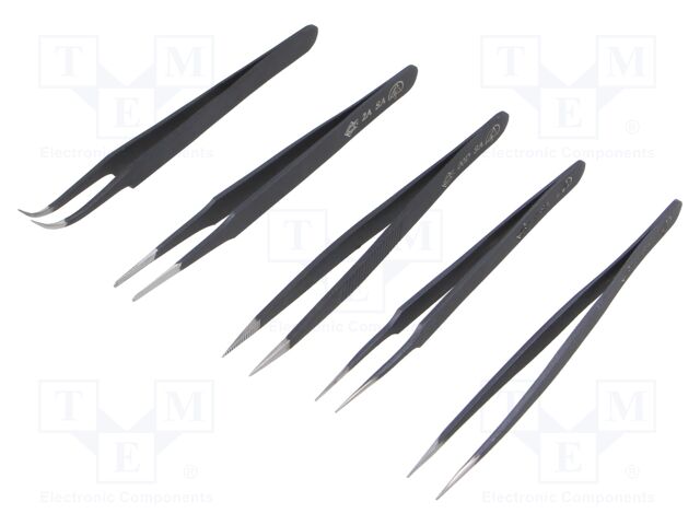 Kit: tweezers; universal; ESD; 5pcs.