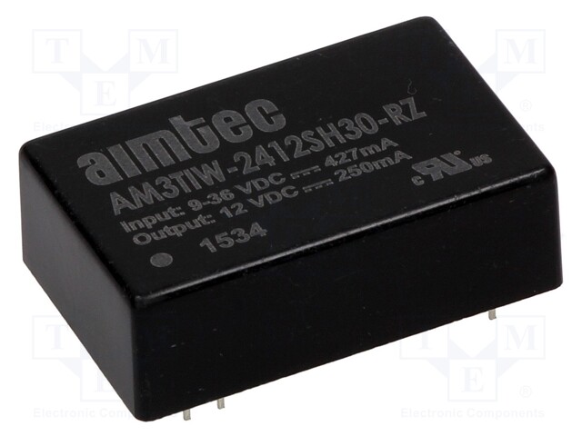 Converter: DC/DC; 3W; Uin: 9÷36V; 12VDC; Iout: 250mA; DIP24; 13g
