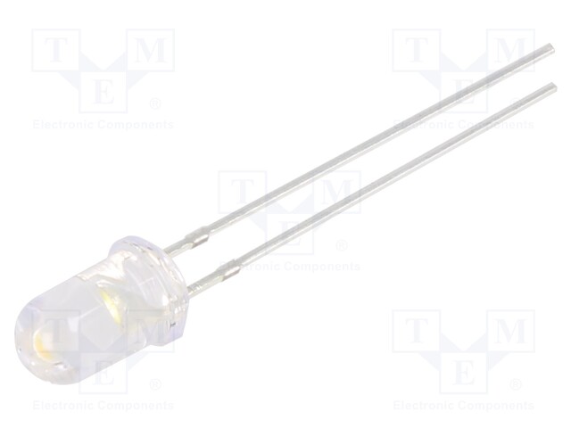 LED; 5mm; white warm; 5800÷7000mcd; 15°; Front: convex; 2.7÷3.2V