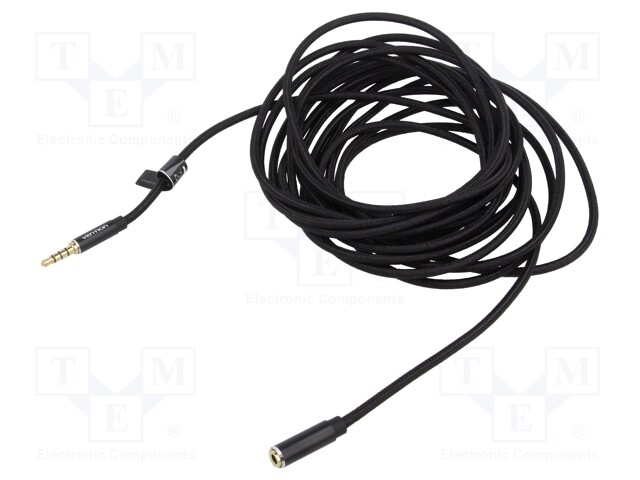 Cable; Jack 3.5mm 4pin socket,Jack 3,5mm 4pin plug; 5m; black