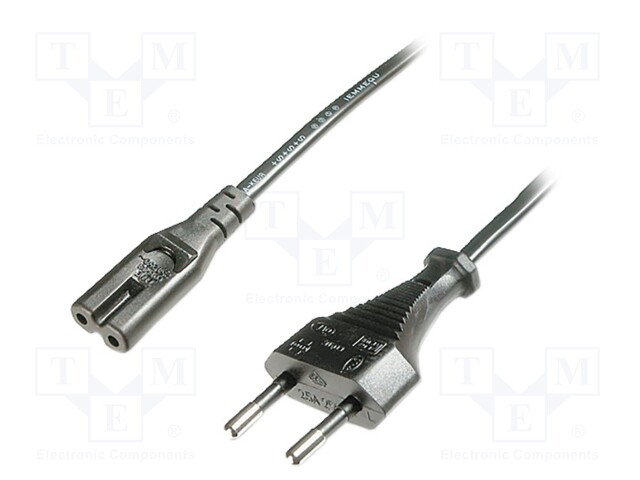 Cable; CEE 7/16 (C) plug,IEC C7 female; 1.2m; black; 2.5A; 250V