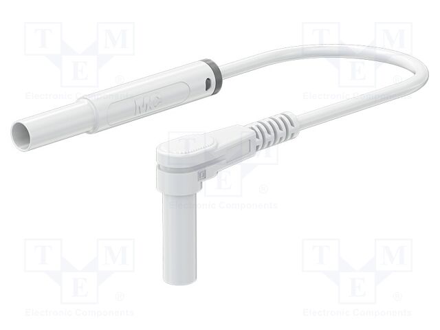 Test lead; 19A; banana plug 4mm,angular banana plug 4mm; white