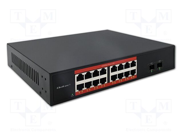 Switch Ethernet; IEC C13,RJ45 socket x16,SFP x2; PnP; black