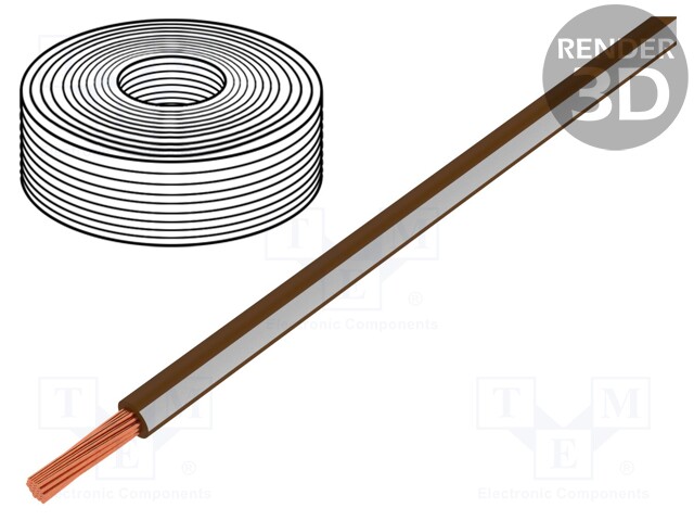 Wire; LiY; stranded; Cu; 0.25mm2; brown-white; PVC; 900V; 250m