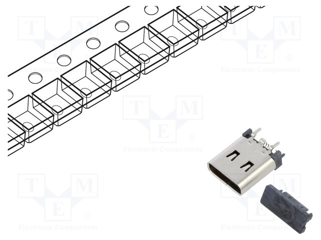 Connector: USB C; socket; SMT; PIN: 16; vertical; top board mount