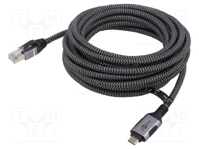 Cable; USB 3.1; RJ45 plug,USB C plug; 5m; 1Gbps; Øcable: 5.6mm