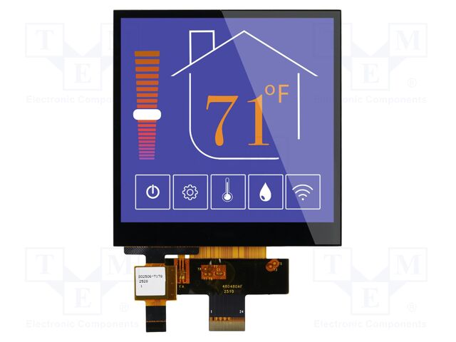 Display: TFT; 4"; 480x480; Illumin: LED; Dim: 77.86x81.84x4.15mm