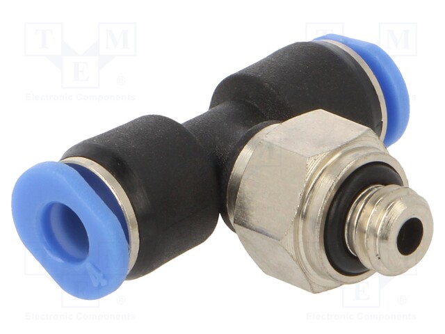 Push-in fitting; T-tap splitter; M6; -0.95÷10bar; 4mm