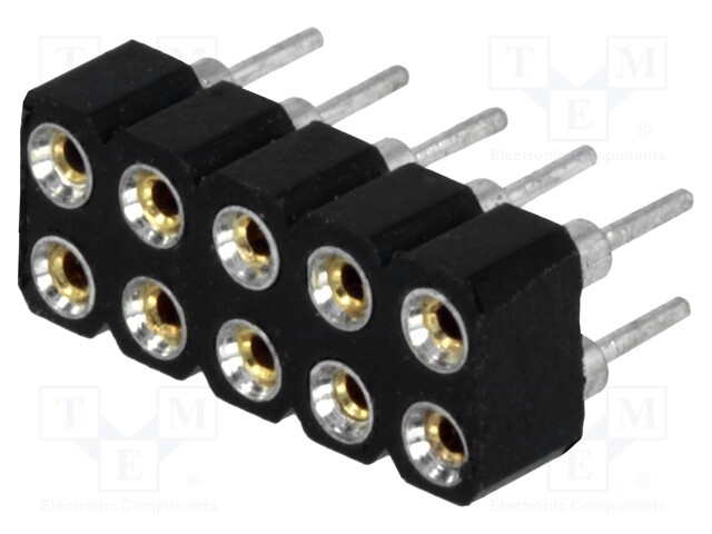 Socket; pin strips; female; PIN: 10; turned contacts; straight