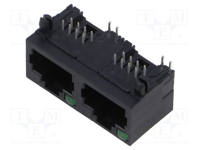 Socket; RJ45; PIN: 8; with LED; Layout: 8p8c; Colour: LED1: green