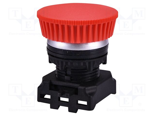 Switch: push-button; 22mm; red/chromium plated; IP65; mushroom