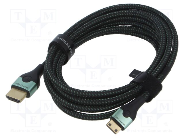 Cable; HDMI plug,mini HDMI plug; textile; HDMI 2.1; 4K,8K; 2m