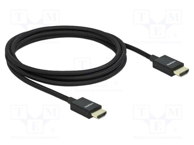 Cable; HDMI plug,both sides; HDMI 2.1; Len: 2m; black; 48Gbps