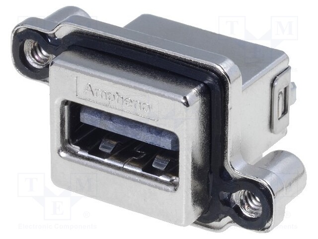 Socket; USB A; MUSB; for panel mounting,screw; THT; straight; IP68
