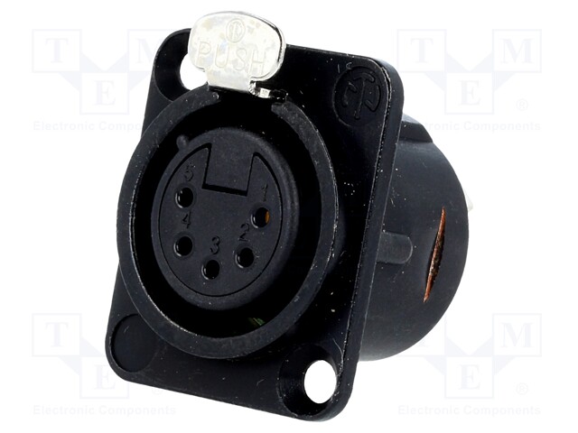 Socket; XLR; female; PIN: 5; flange (2 holes),for panel mounting