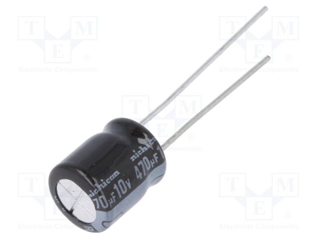 Capacitor: electrolytic; THT; 470uF; 10VDC; Ø8x9mm; Pitch: 3.5mm
