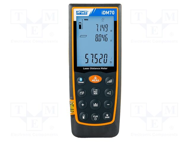 Distance meter; LCD; 50mm÷70m; Meas.accur: ±1,5mm; Resol: 0,001m