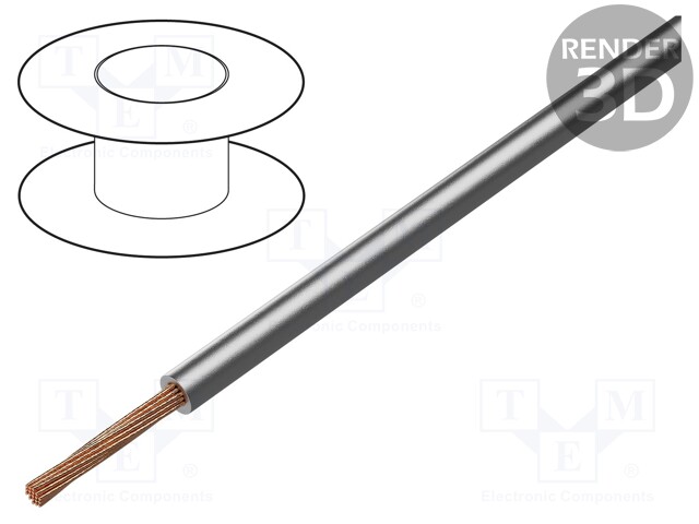 Wire; H05V-K,LgY; stranded; Cu; 1.5mm2; PVC; silver metallic; 100m
