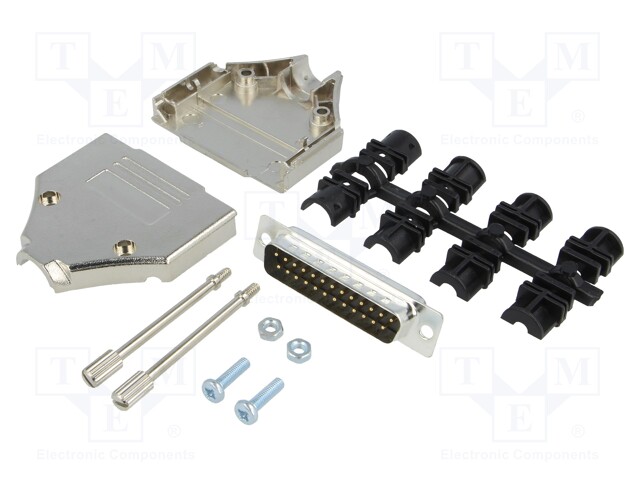 D-Sub; PIN: 25; plug; male; shielded; soldering; for cable; black