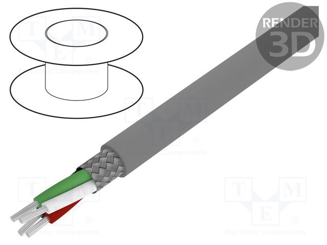 Wire; Alpha Essential C&C; 4x18AWG; PVC; dark grey; 600V; 30.5m