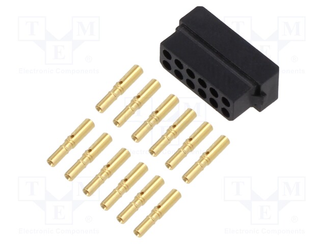 Rectangular Connector, Datamate L-Tek M80 Series, 12 Contacts, Receptacle, 2 mm, Crimp, 2 Row