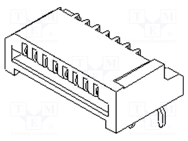 Connector: FFC (FPC); angled 90°; PIN: 9; NON-ZIF; THT; 50V; 500mA