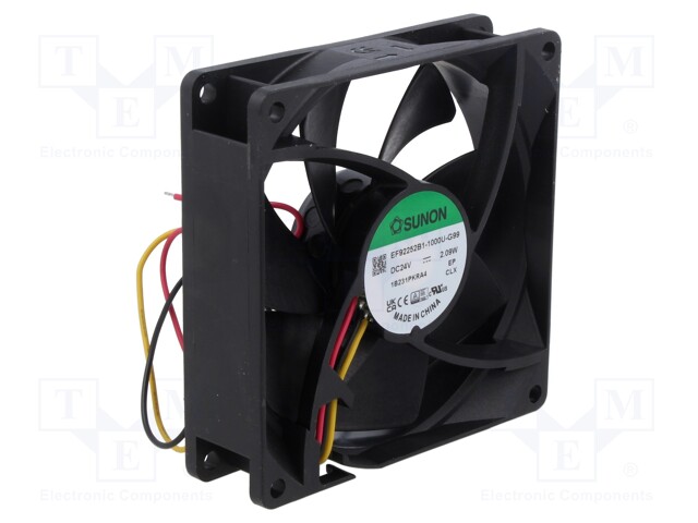 Fan: DC; axial; 24VDC; 92x92x25mm; 82m3/h; 34dBA; ball bearing