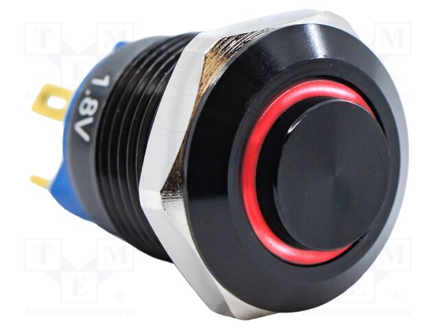 Switch: vandal resistant; SPST-NO; 2A/36VDC; IP67; OFF-(ON); red