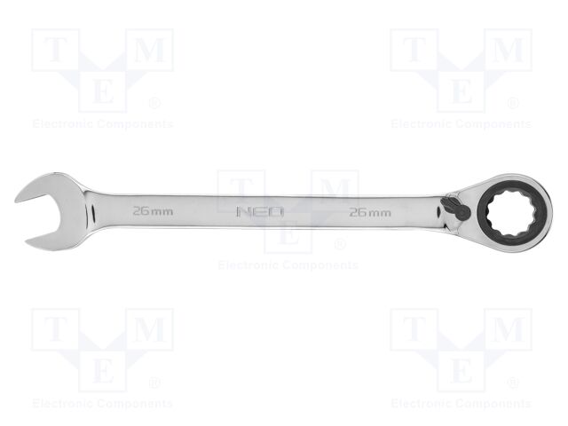 Wrench; combination spanner,with ratchet; 26mm; with switch