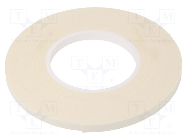 Tape: fixing; W: 9mm; L: 11m; Thk: 1mm; two-sided adhesive; white