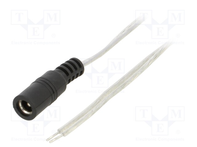Cable; wires,DC 5,5/2,5 socket; straight; 0.5mm2; transparent