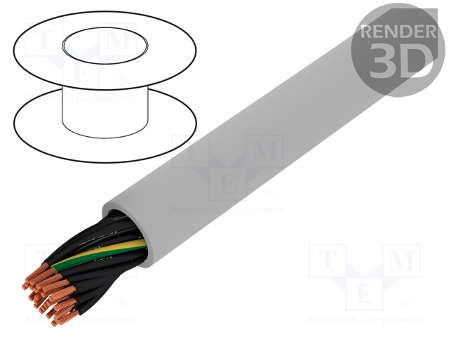 Wire; stranded; Cu; JZ-500-PUR; 25G1,5mm2; unshielded; grey; PUR