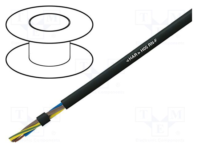 Wire; stranded; Cu; 2x1mm2; rubber; black; 300/500V; Class: 5