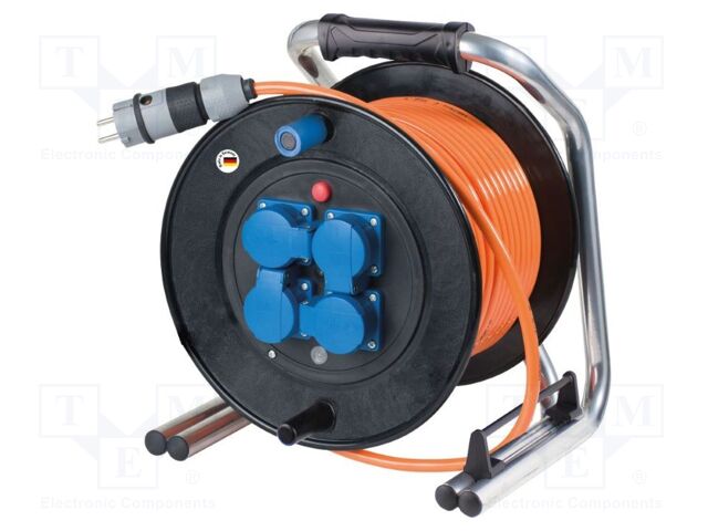 Extension lead; 3G1.5mm2; Sockets: 4; rubber; orange; 50m; 16A