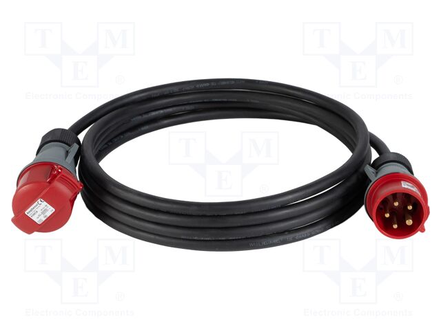 Extension lead; 5G2.5mm2; 10m; rubber; black; Sockets no: 1; 16A