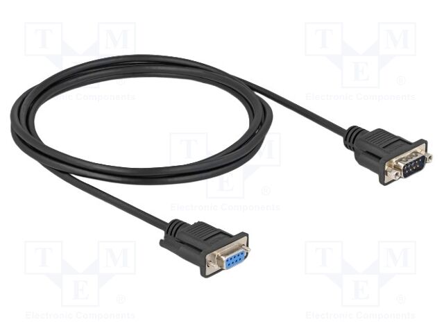 Cable; D-Sub 9pin socket,D-Sub 9pin plug; PVC; Len: 2m; black