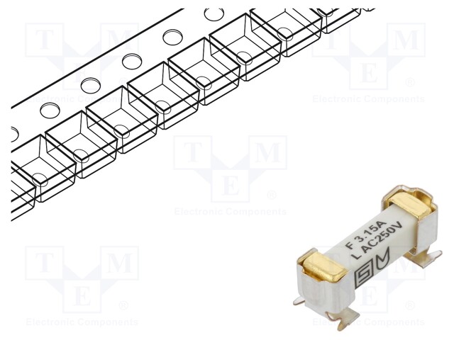 Fuse: fuse; time-lag; 3.15A; 250VAC; 125VDC; SMD; ceramic; copper