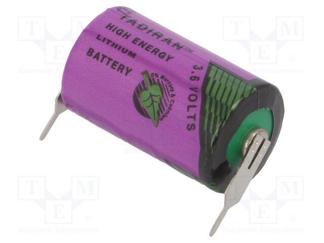 Battery: lithium (LTC); 3.6V; 1/2AA,1/2R6; 2pin; Ø14.7x25.2mm