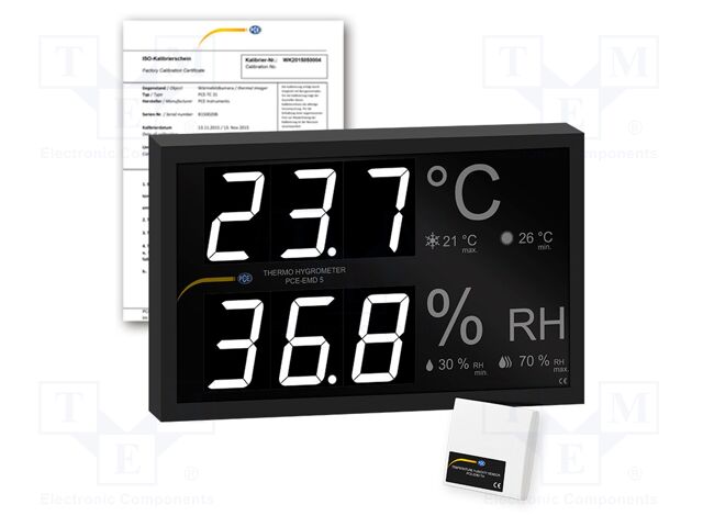 Thermo-hygrometer; Non-contact temp.range: 0÷50°C; 0÷99.9%RH